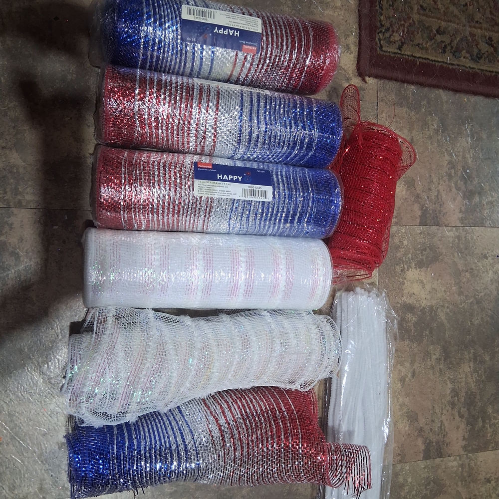 Home Party Supplies Decorative Mesh Set - Red, White, Blue